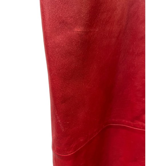 Bruno Ricci Leather Oversized Coat Red Full Jacket - Picture 7 of 13